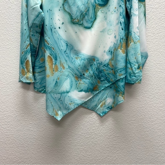 Made with Love Womens XXL Blouse Top Long Sleeve Asymmetrical Hem NWTs Marbled - Picture 6 of 8